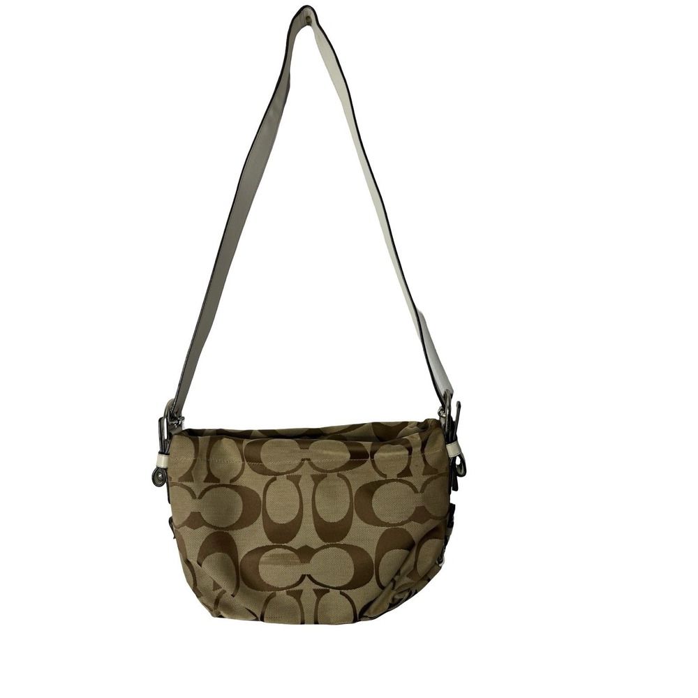 COACH Signature Shoulder Bag F15068 Tan/Brown Canvas/Leather Shoulder Purse. - Picture 1 of 8